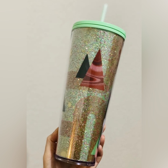 Starbucks Glitter Christmas Tree Cup Geometric Tumbler Venti New 2020 Holiday - Picture 8 of 14